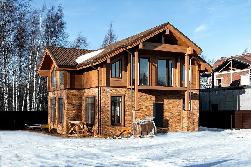 Фотография Двухэтажный комбинированный дом по проекту Мальмё в Ленинградской области