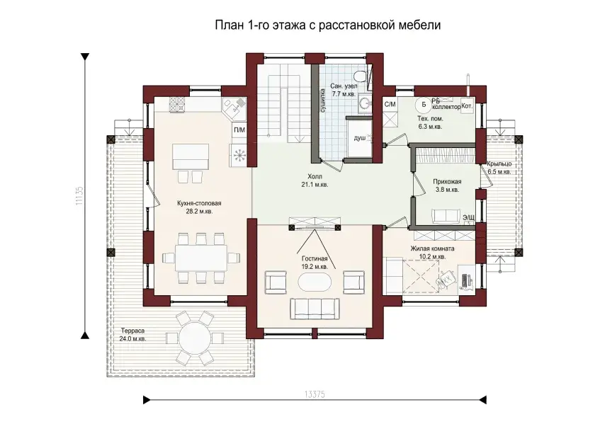 Фото планировка 1 этажа - Комбинированный дом Мальмё
