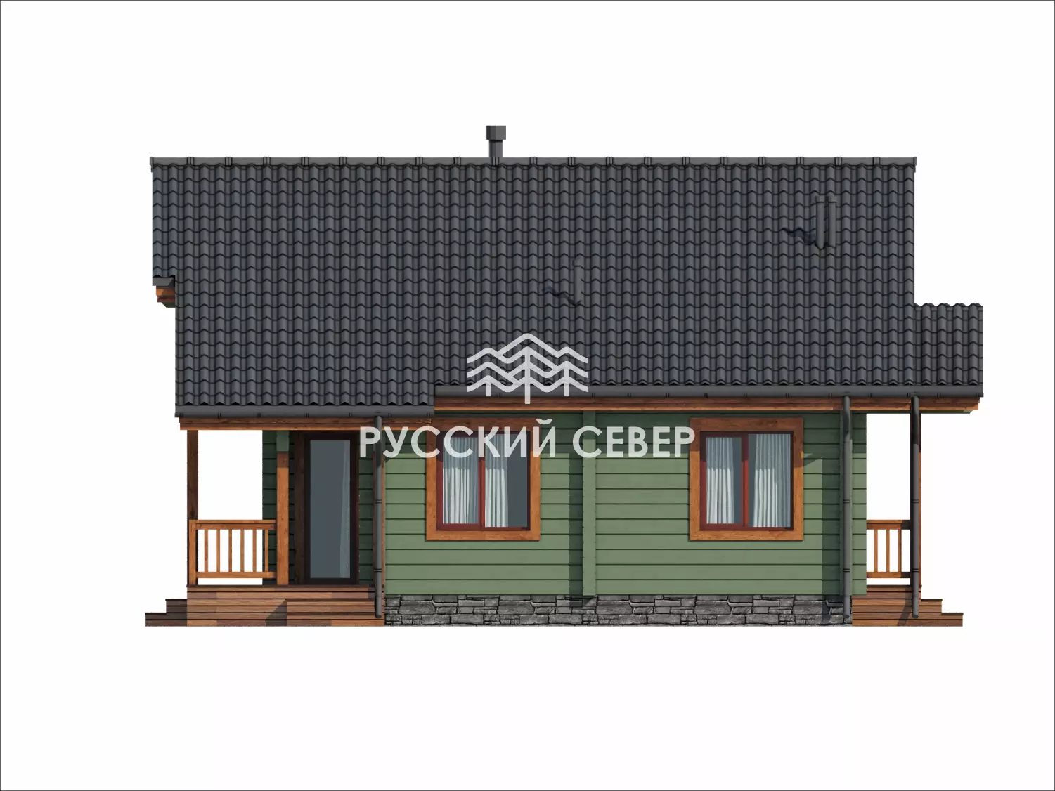 Фасады Правый фасад двухэтажного дома из клееного бруса Изображение - Фасады Правый фасад двухэтажного дома из клееного бруса